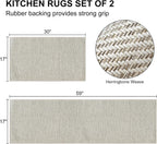 HDFK Herringbone Kitchen Rug Set, Beige, 2 Pieces