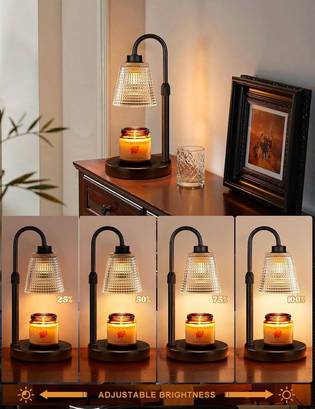 Innqoo Adjustable Candle Warmer Lamp, Black