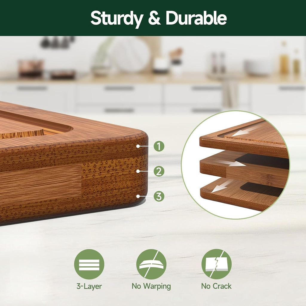 zeawec Carbonized Bamboo Cutting Boards, 3-Piece Set