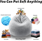 Gurxien Faux Fur Bean Bag Cover – Light Gray, Adult L (No Filling)