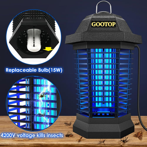 GOOTOP Plug-In Electric Bug Zapper, Black