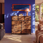 WLIVE 9-Drawer Fabric Dresser in Rustic Brown