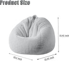 Gurxien Faux Fur Bean Bag Cover – Light Gray, Adult L (No Filling)