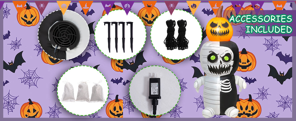 SHDEJTG 5-Foot Halloween Pumpkin & Zombie Inflatable – WHITE – product detail