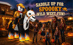 zukakii QM-WS-041 7-Foot Halloween Skeleton Cowboy & Horse Inflatable – Black – product detail