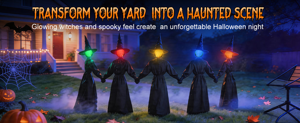 Zesua ZS113 5-Piece Lighted Halloween Witch Circle Set – 4.3 Ft Multicolor Light – product detail