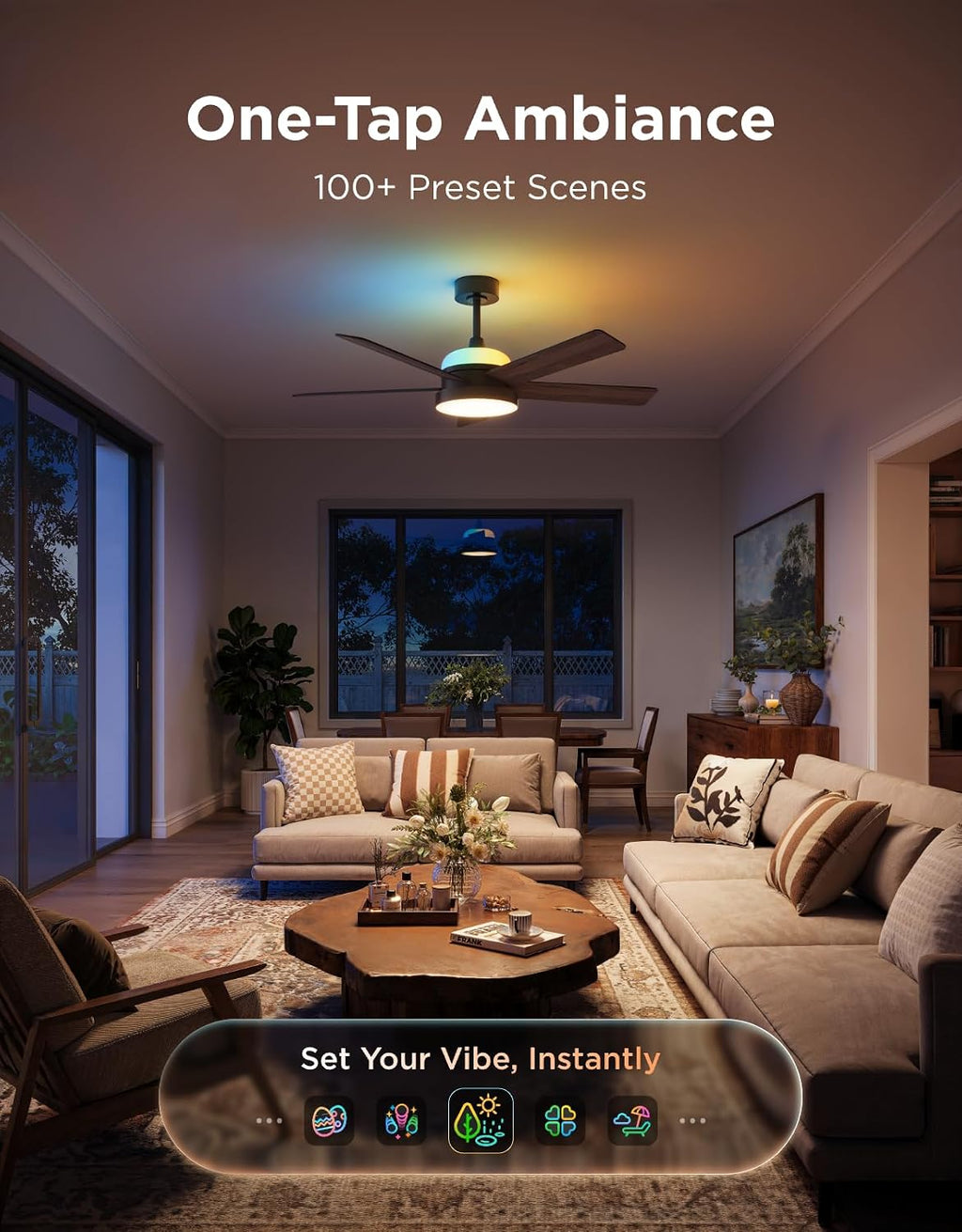 Govee 52-Inch Smart Ceiling Fan with RGBIC Lighting, Black