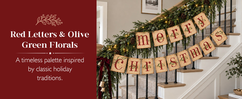 ORIENTAL CHERRY Vintage-Style Merry Christmas Banner