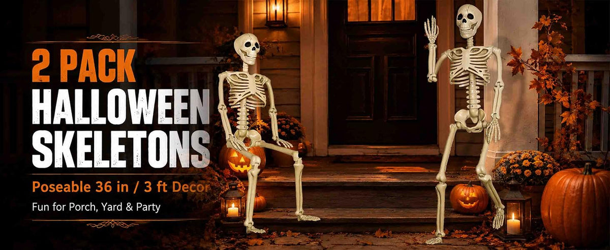 Znorso P0033A 2-Pack Posable Halloween Human Skeletons – 36 IN, White – 36 IN / White – product detail