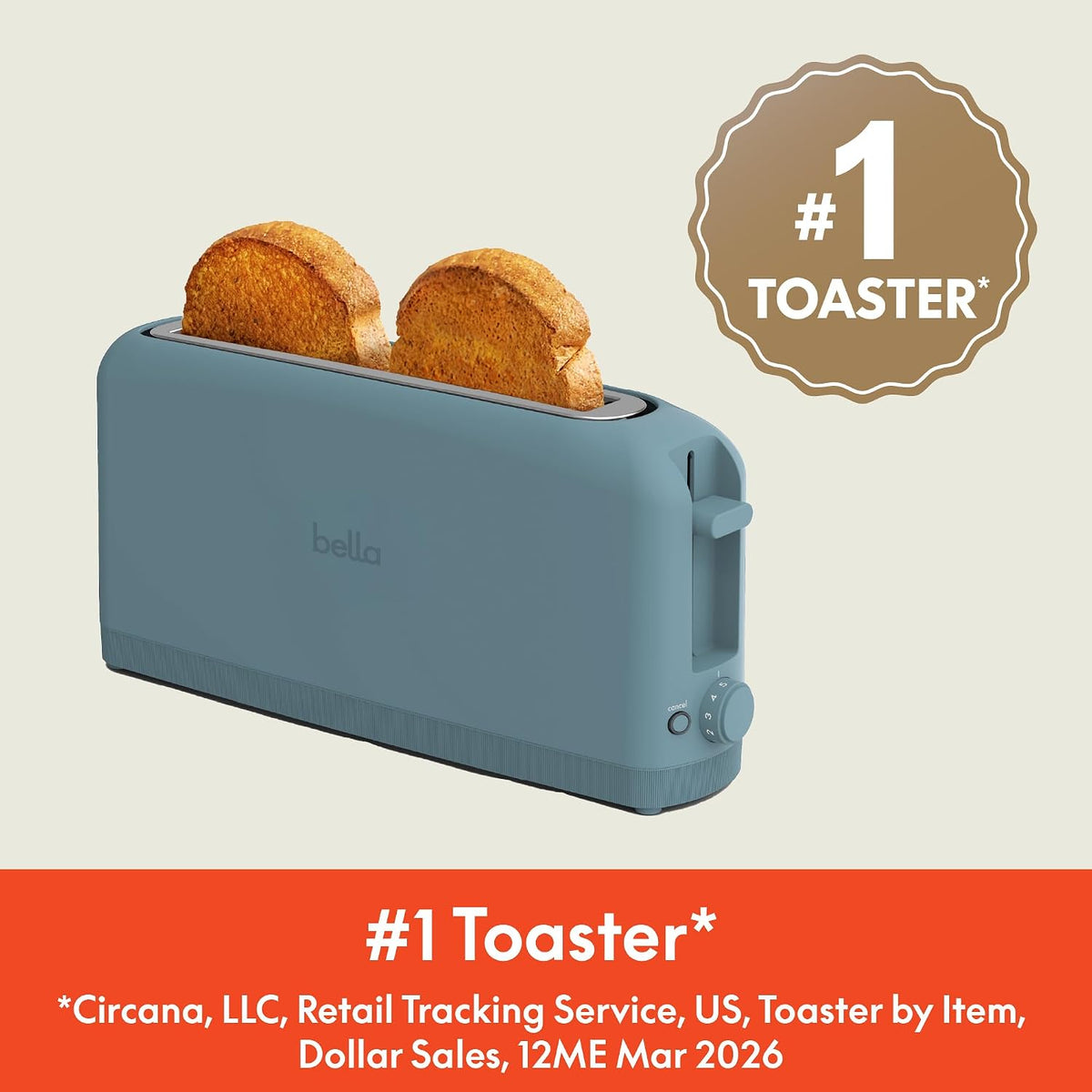 BELLA Fits-Anywhere Slim Toaster, Surf, 2 Slice