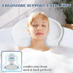 Ozyalo Mesh Bath Pillow with Six Suction Cups, White