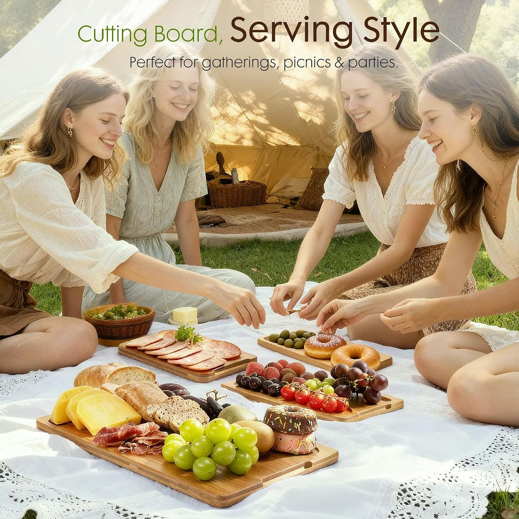 Astercook Carbonized Bamboo Cutting Boards with Stand, 3-Piece Set