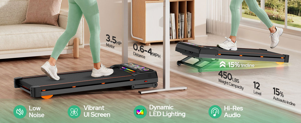 Rayspace D1 Under-Desk Walking Treadmill – Black – product detail