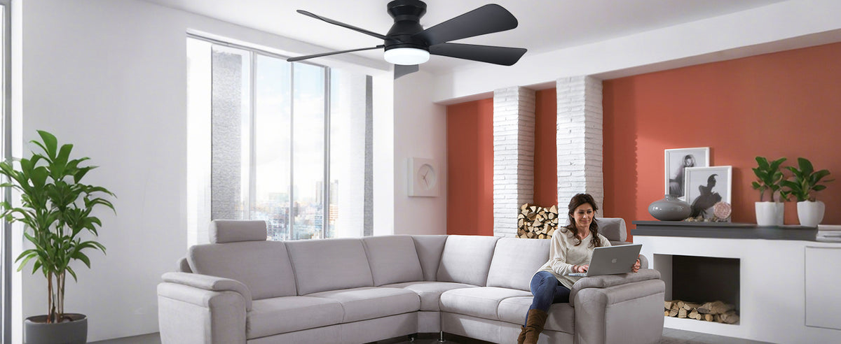 Depuley 42-Inch Ceiling Fan with Dimmable LED Light, Black