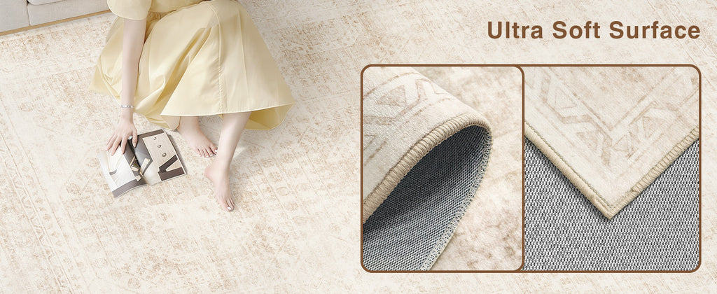 Luxturiy Vintage-Style Area Rug, Beige, 8 x 10 ft