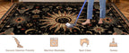 meejou Sun and Moon Area Rug, Black/Gold/Beige/Red, 5 x 7 ft