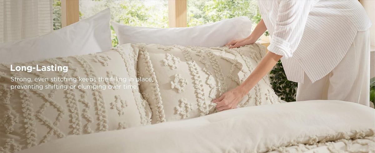 Bedsure Tufted Queen Comforter Set, 3 Pieces, Beige