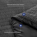 HYMOKEGE Queen Seersucker Bedding Set, 7 Pieces, Dark Grey