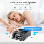 TechGlow Bluetooth Speaker Stand with Dual Alarm Clock, Black