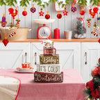 Moucuny Cocoa Wooden Tabletop Decoration Set, 4 Pieces