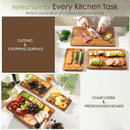 Astercook Carbonized Bamboo Cutting Boards with Stand, 3-Piece Set