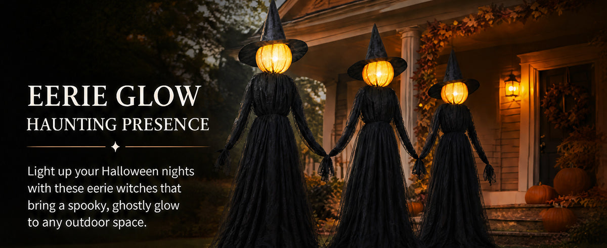 Hourleey 3-Pack 5-Foot Lighted Halloween Witch Stakes – Witch stakes – product detail