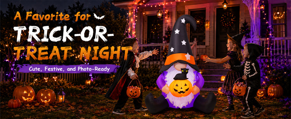 GOOSH 69496 5-Foot Halloween Gnome & Pumpkin Inflatable – purpole – product detail
