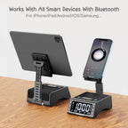 TechGlow Bluetooth Speaker Stand with Dual Alarm Clock, Black