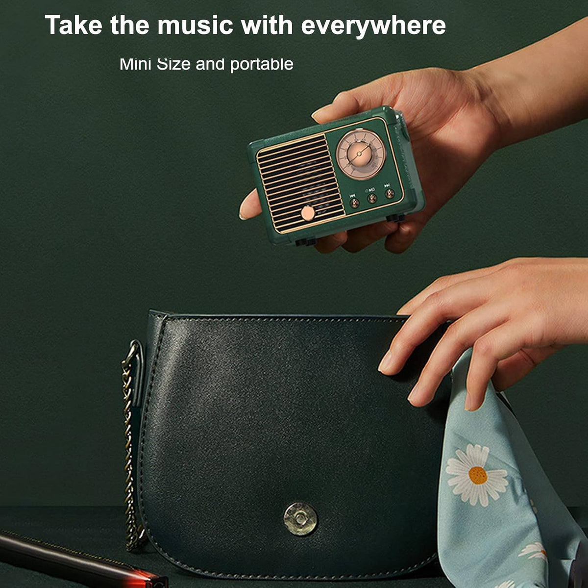 Dosmix Retro-Style Bluetooth Speaker, Green