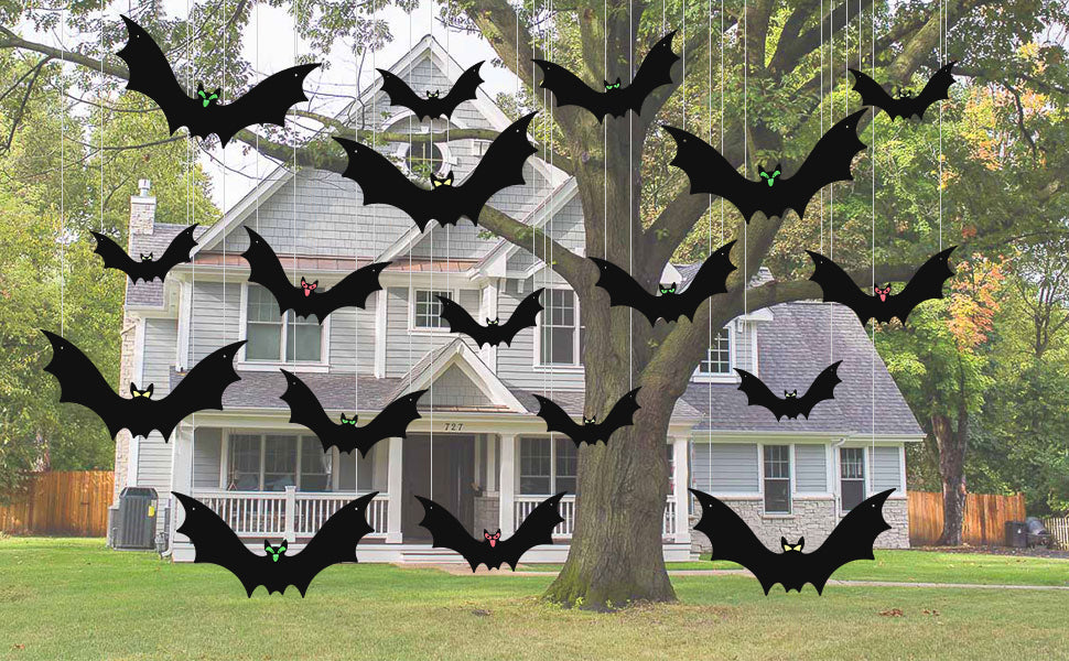 HaWeier 18-Piece Hanging Halloween Bat Set – Black – product detail