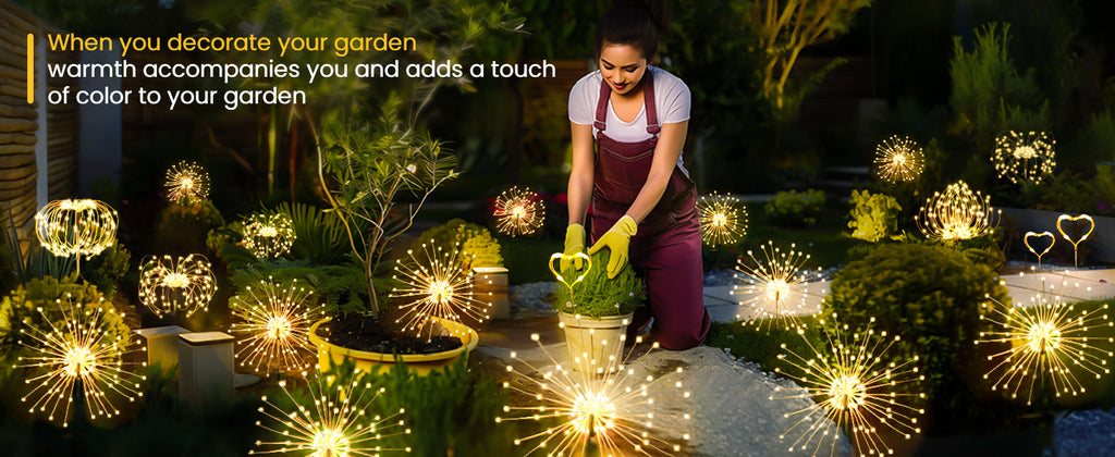 GIGALUMI Solar Firework Garden Lights, Warm White, 2-Pack