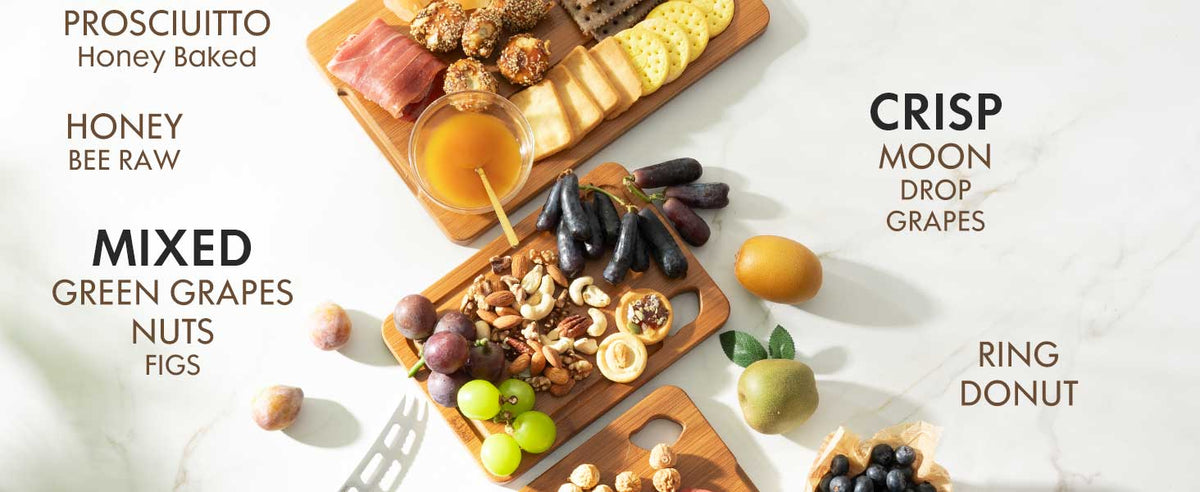Astercook Carbonized Bamboo Cutting Boards with Stand, 3-Piece Set