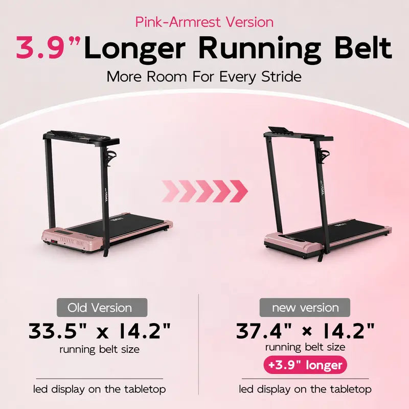 TKW 3-in-1 Walking pad,Pink Walkingpad,Light weight Treadmill, Capacity,Low-Noise Motor Walking Pad, Remote Control & Wheels for Easy mobility, LED Display，Vibration Walking pad · 2