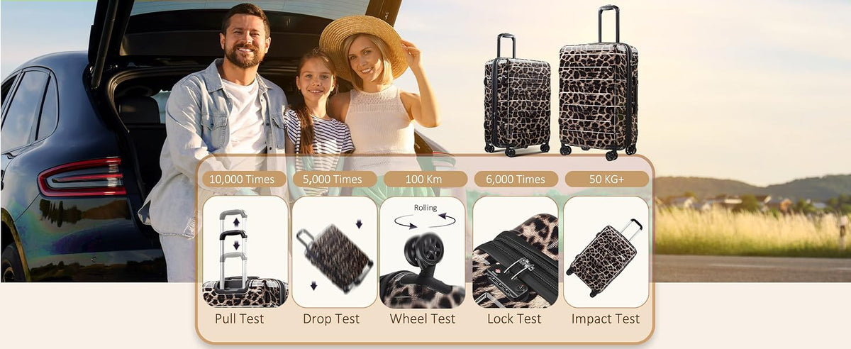 VIVIcity HW-BaoWen-20in Carry-On Suitcase – S (20 In Carry-on), Leopard Print – Leopard Print / S (20 In Carry-on) – product detail