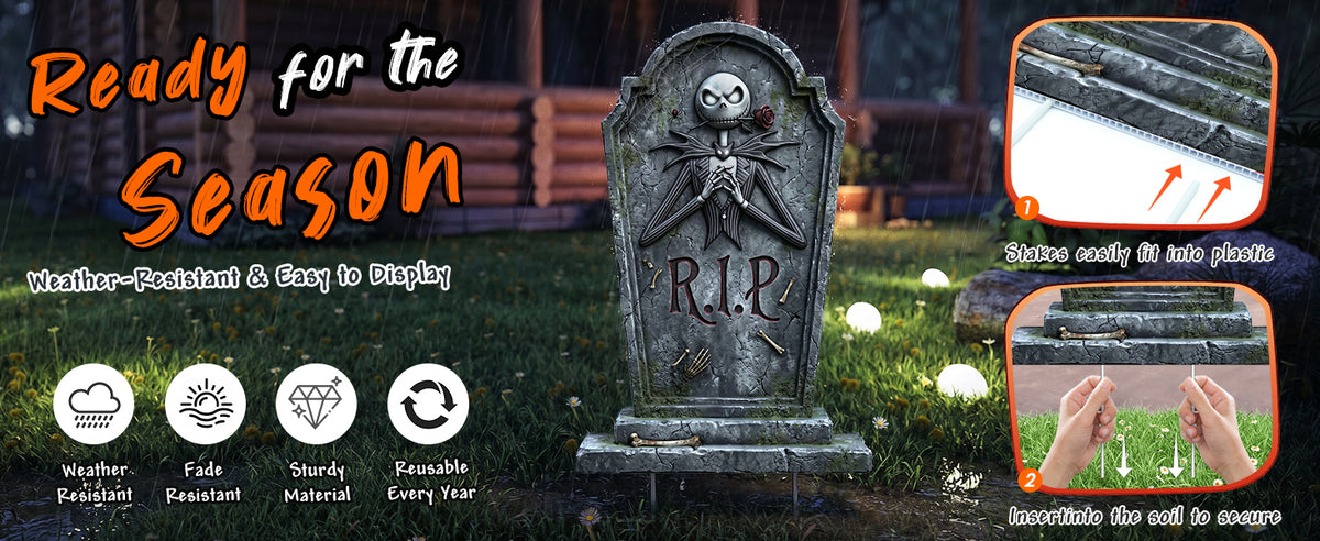 KLYRO 6-Pack 17-Inch Printed Halloween Tombstone Yard Signs – 17 Inch, Black – Black / 17 Inch – product detail
