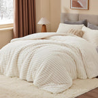 BEDELITE Queen Fleece Comforter Set, Cream White