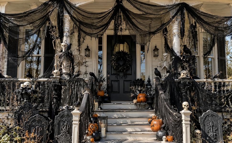 Qtisky 5-Piece Halloween Gauze Decorating Cloth Set – 72 x 30 inches, black – black / 72 x 30 inches – product detail