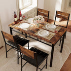 IRONCK Five-Piece Dining Set with Four Chairs, Rustic Brown