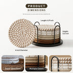 Lazebox Round Fabric Coasters, Coffee, Set of 8