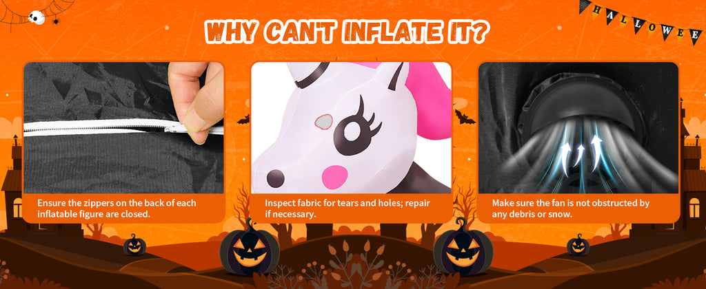 COMIN 69286 5-Foot Halloween Skeleton Unicorn Inflatable – Pink – product detail