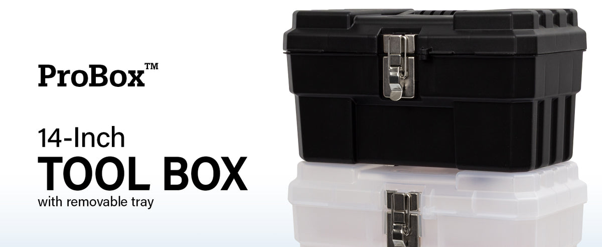 Akro-Mils 09514BLACK 14-Inch ProBox Tool Box with Removable Tray – 1-Pack, Black – Black / 1-Pack – product detail