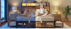 Lifezone Queen Storage Bed Frame with Charging Headboard and LED Lighting