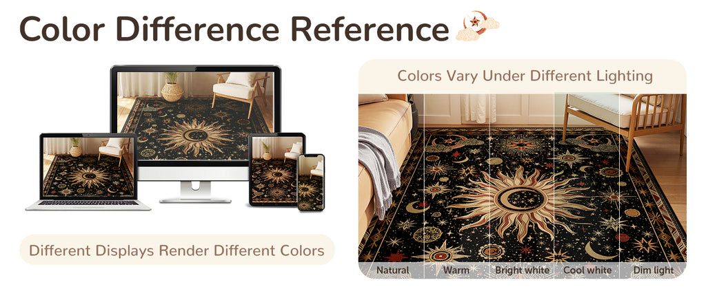 meejou Sun and Moon Area Rug, Black/Gold/Beige/Red, 5 x 7 ft