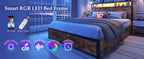 Lifezone Queen Storage Bed Frame with Charging Headboard and LED Lighting