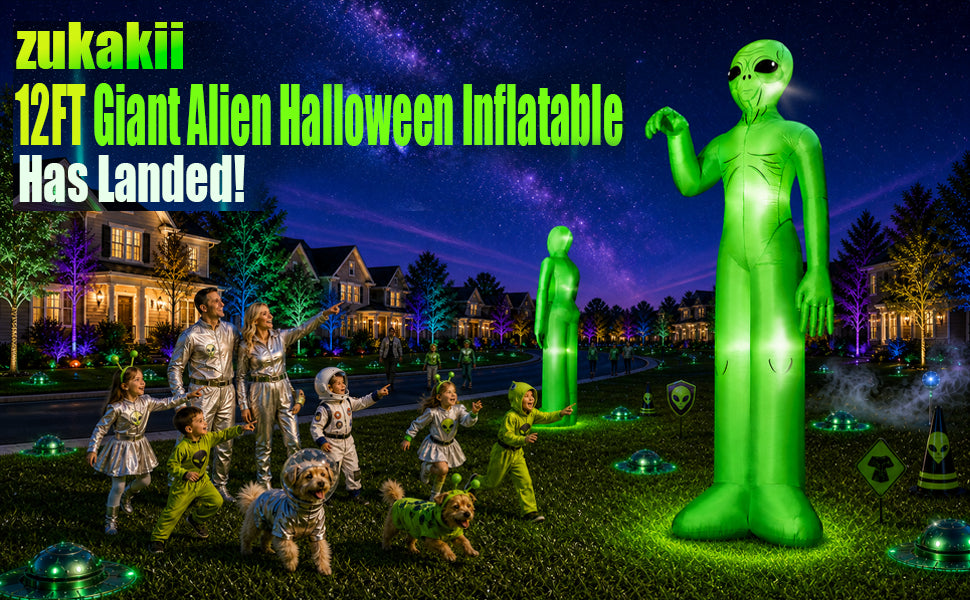 zukakii QM-WS-026 12-Foot Halloween Alien Inflatable – green – product detail
