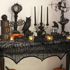 AerWo Black Lace Spiderweb Mantel Scarf