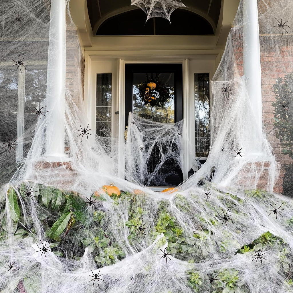 ZPISF Stretchable Halloween Cobwebs with 30 Spiders, Large