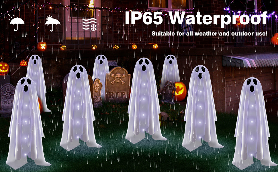 Betrihyes BTBGCW01 6-Pack Solar Halloween Ghost Path Lights – Cold White – product detail