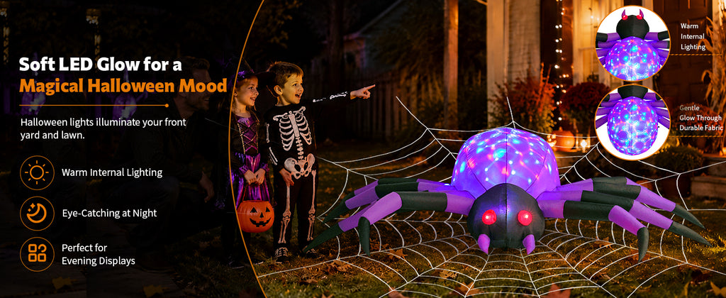 COMIN 9-Foot Halloween Spider Inflatable – Purple – product detail
