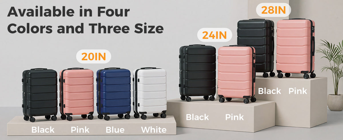 NEWBULIG NV2-2LG-24BK Hardside Suitcase – 24 Inch, Black – Black / 24 Inch – product detail